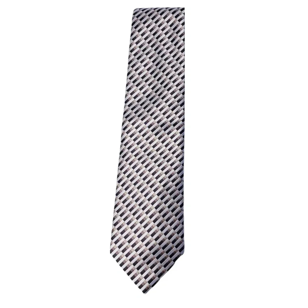 RENZO‎  Geometric Pattern Pure Silk Hand Made Tie